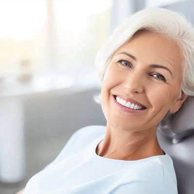 Smiling senior patient with dentures in Fountain Valley