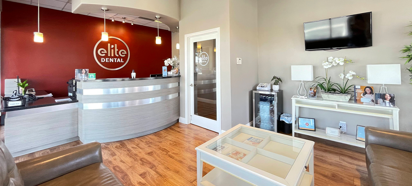 Reception area at Elite Dental of Fountain Valley