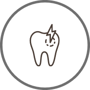 Animated tooth with pain lines icon