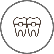 Two animated teeth with braces icon