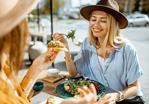 Young woman feeling confident in her appearance to have lunch with a friend