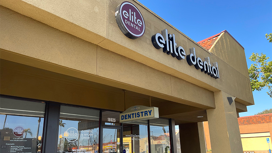 Exterior of Elite Dental of Fountain Valley dental office building